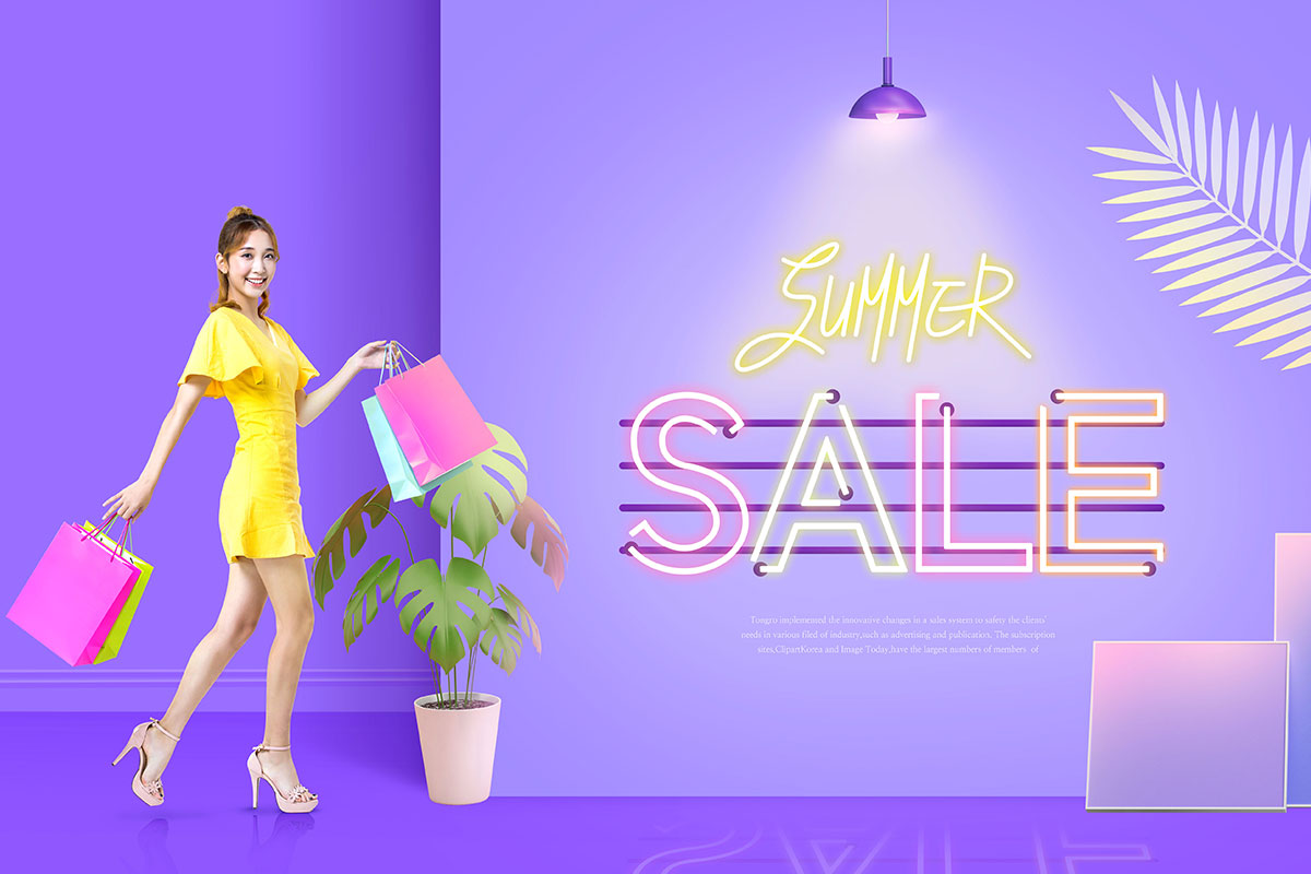 夏季促销电商广告海报设计模板插图