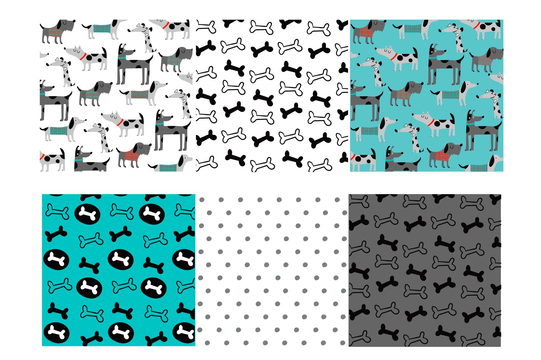 可爱卡通动物手绘图案背景素材库精选 Dogs Friends插图(3)