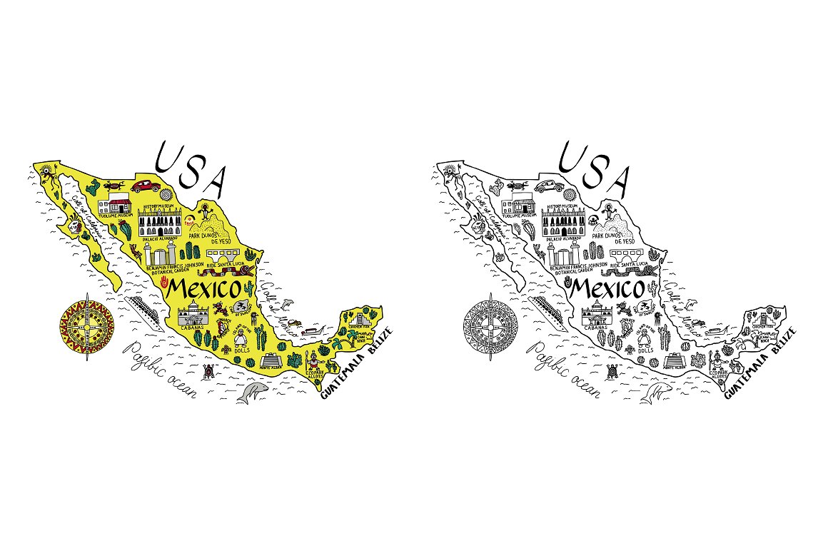 漂亮的墨西哥地图卡通插画矢量素材下载[ai,eps,png,jpg]插图(8)