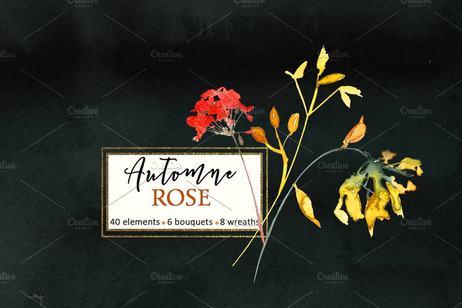 粉色红色花卉水彩剪贴画 Pink Watercolor Florals Clipart插图(15)