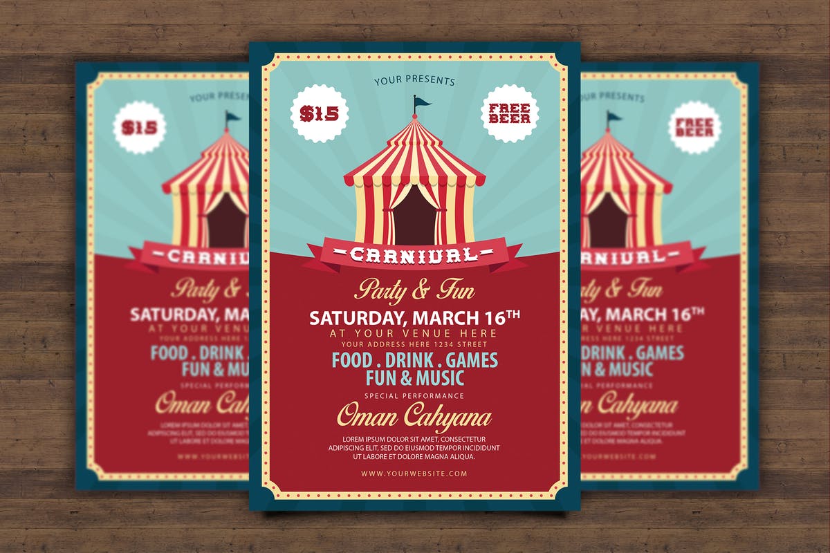 国际马戏团嘉年华活动海报模板 Carnival Flyer插图