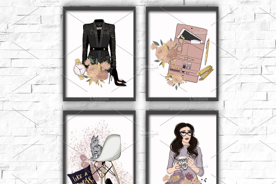 女强人女性形象手绘插画素材 Mom Boss Hand Drawn Illustrations插图(6)