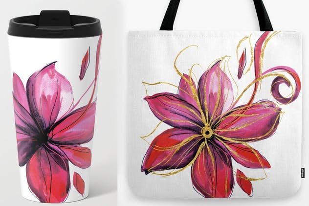 时尚女孩手绘水彩插画和水彩无缝纹理合集 Fashion deal Girls and patterns插图(1)