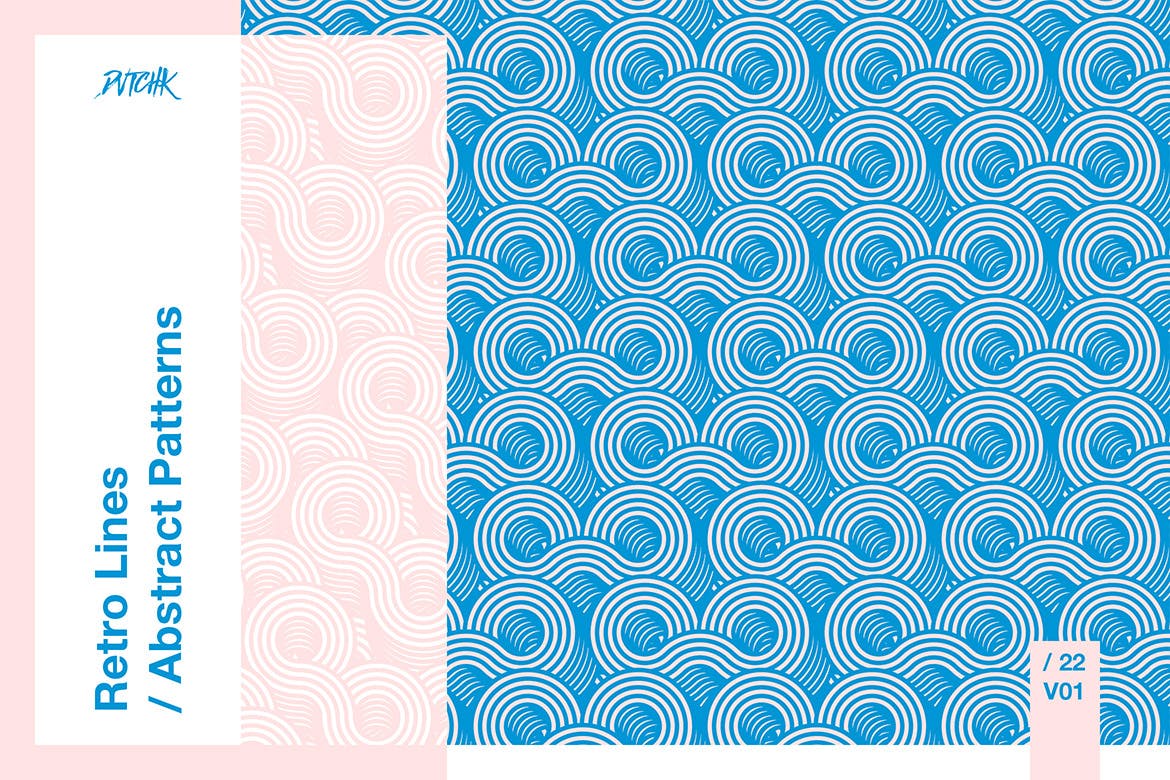 复古线条/抽象图案/波纹矢量背景素材v01 Retro Lines / Abstract Patterns / V01插图(1)