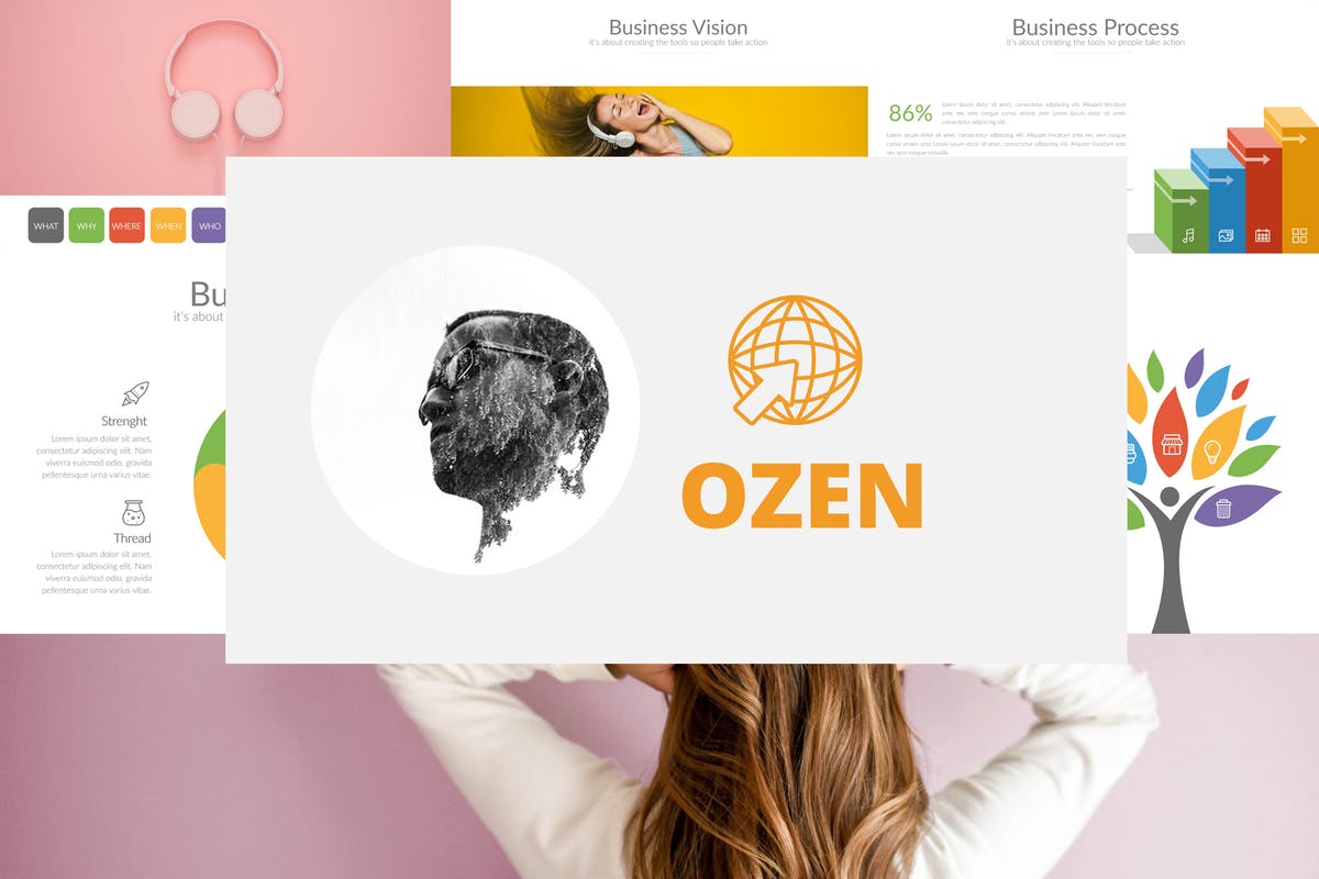 商业/融资/电商/营销主题PPT幻灯片设计模板 OZEN Powerpoint Template插图