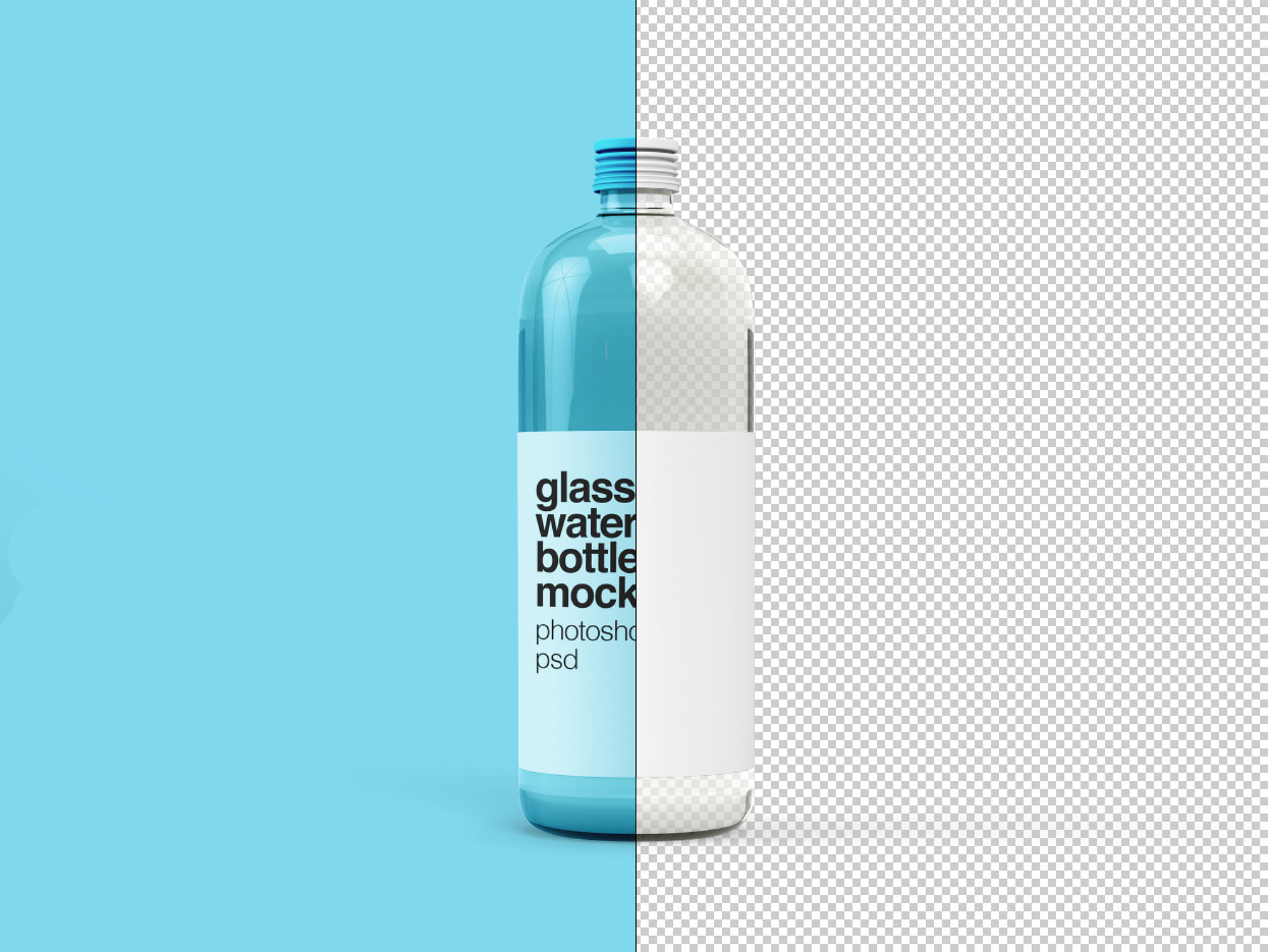 饮用水玻璃瓶外观设计图样机模板 Glass Water Bottle Mockup插图(2)
