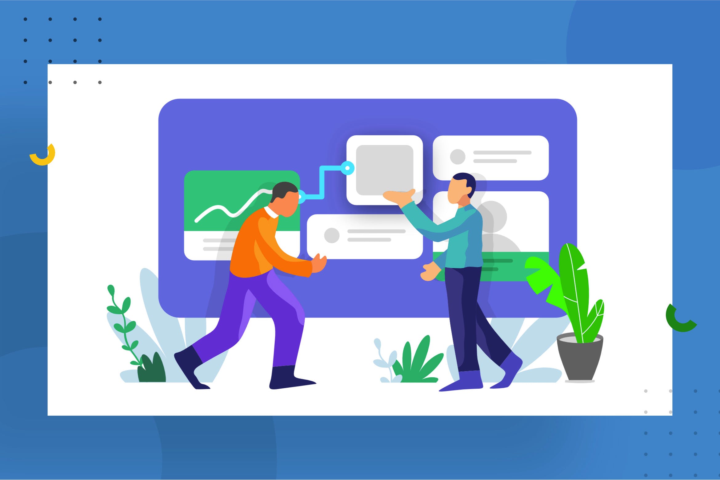 网页设计线框图矢量插画素材 wireframing illustration插图
