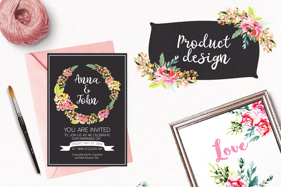 明亮水彩花卉设计元素 Watercolor Bright Flowers插图(5)