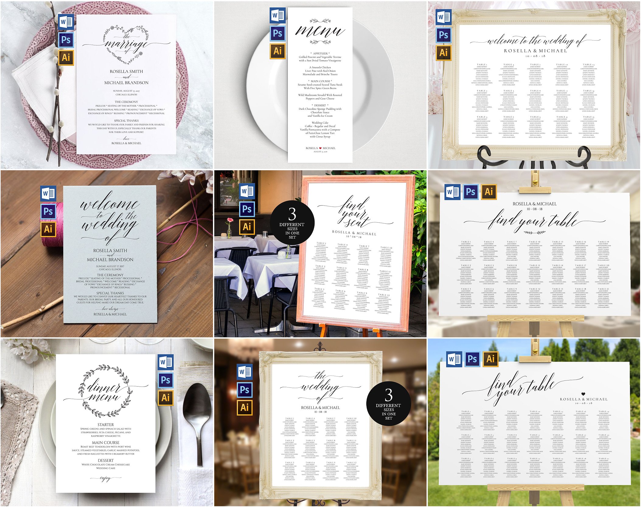 时尚的婚礼邀请函卡片名片设计模板插图(1)