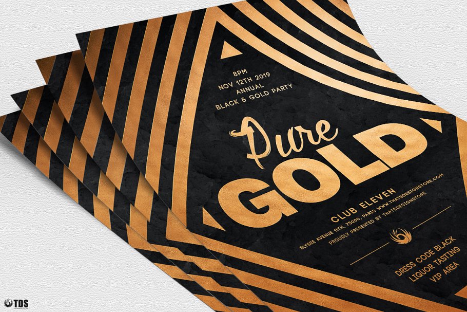 极简主义黑金海报传单PSD模板v6 Minimal Black Gold Flyer PSD V6插图(4)