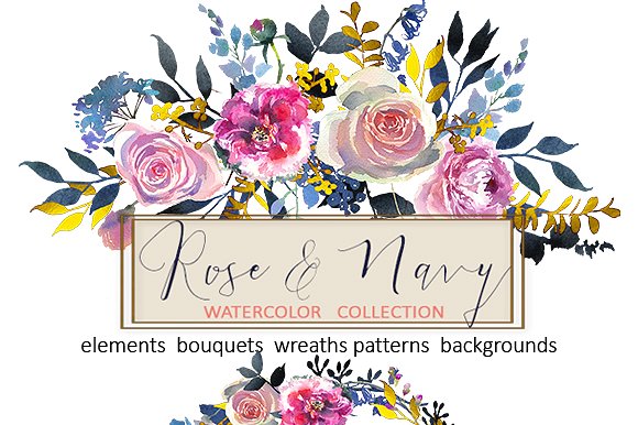 水彩玫瑰牡丹剪贴画 Watercolor Roses Peonies Clipart插图