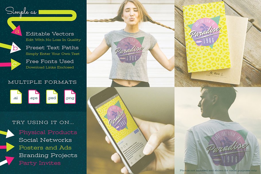 80年代感沙滩派对Logo设计 1980s Beach Party Logo Design插图(1)