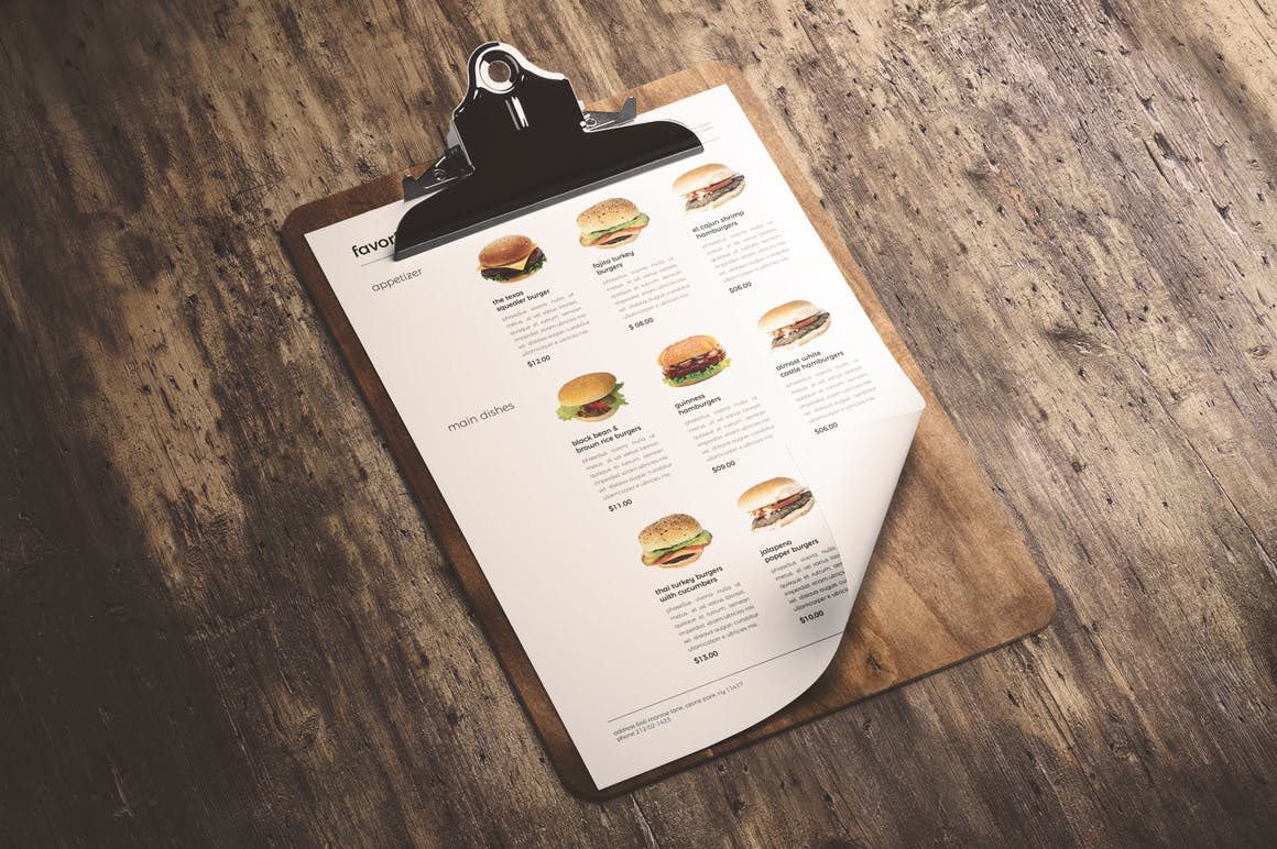 三合一汉堡店点餐素材库精选菜单模板 Burger Menu Set插图(4)