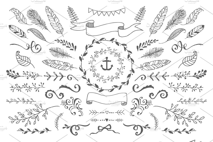 手工素描矢量设计元素集 HandSketched Vector Elements Pack插图(1)