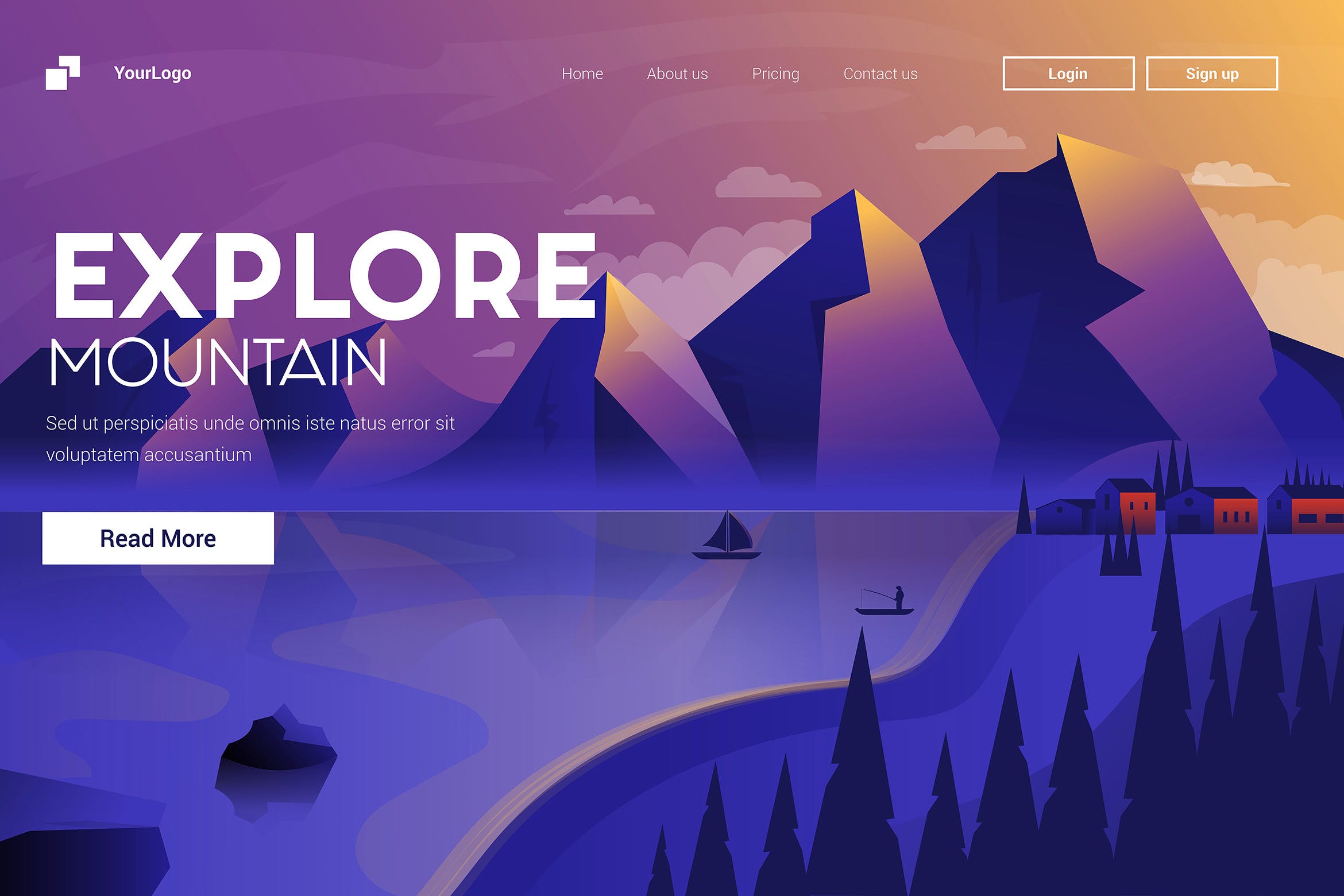 登山冒险主题网站设计矢量插画素材 Illustration of Explore Mountain插图