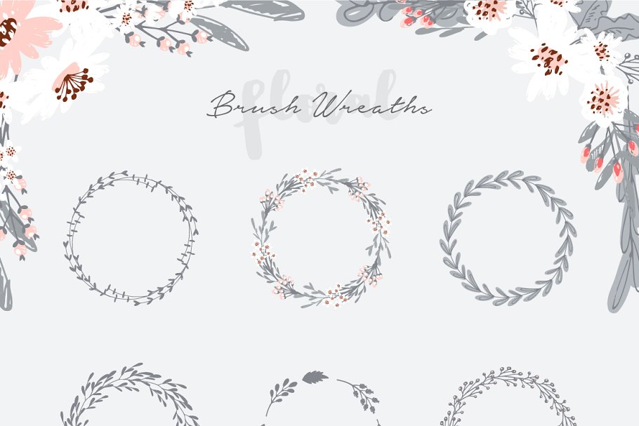 手绘花卉插画元素合集 Hand Drawn Floral Kit插图(2)