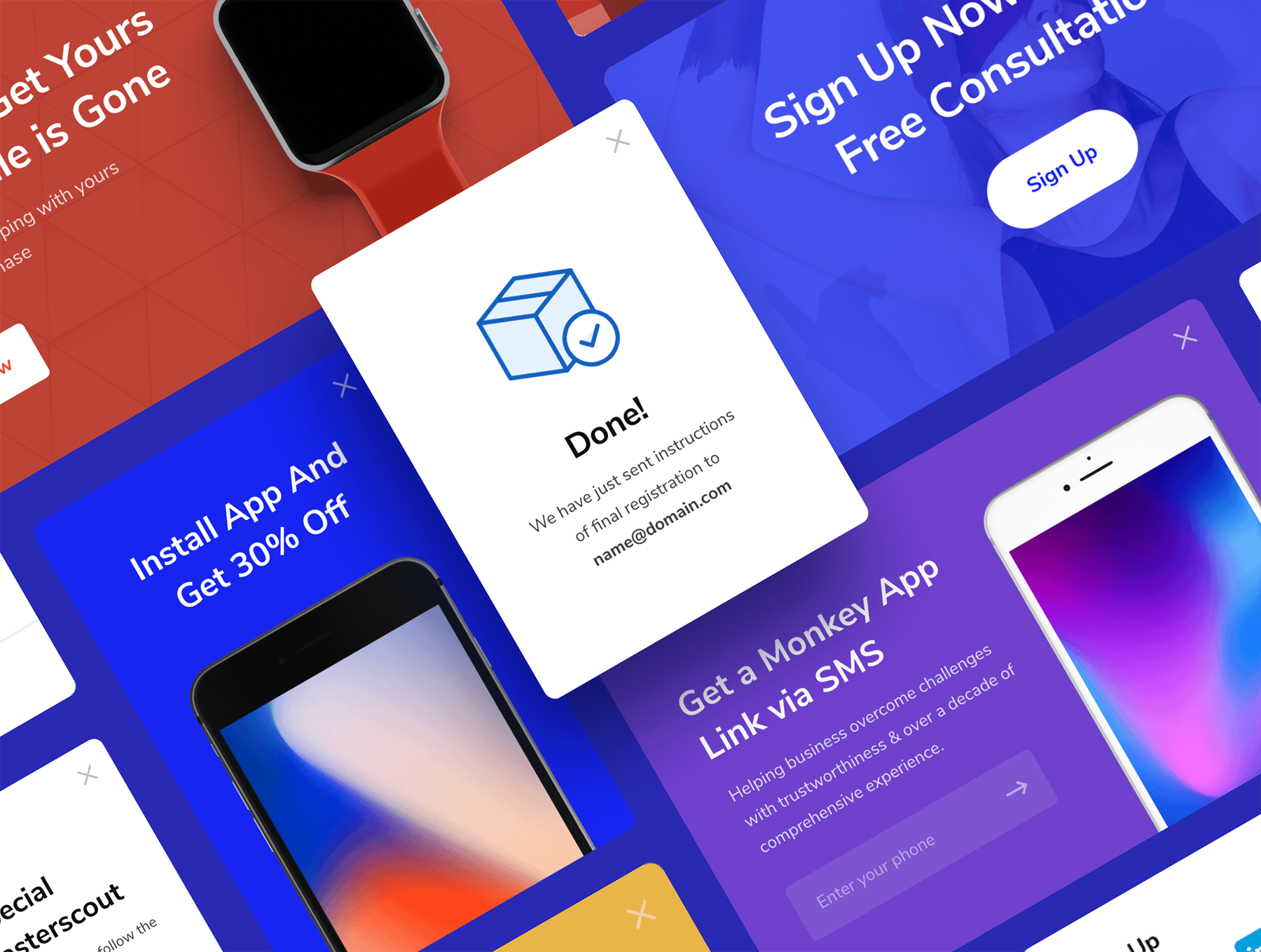 素材库下午茶：UI广告弹窗模板套装下载[XD,HTML]插图(2)