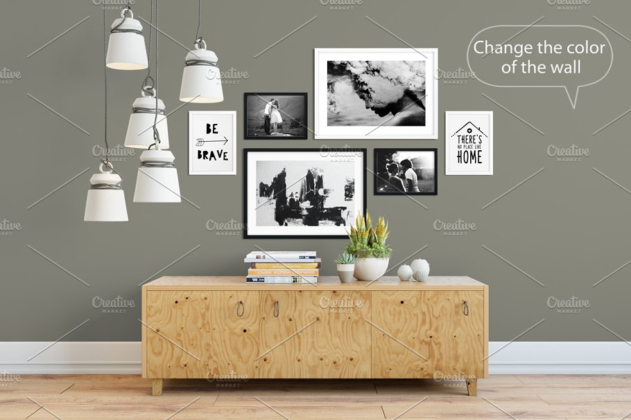 相框画框&墙纸墙漆展示样机 Interior Frame & Wall Mockup – 04插图(4)