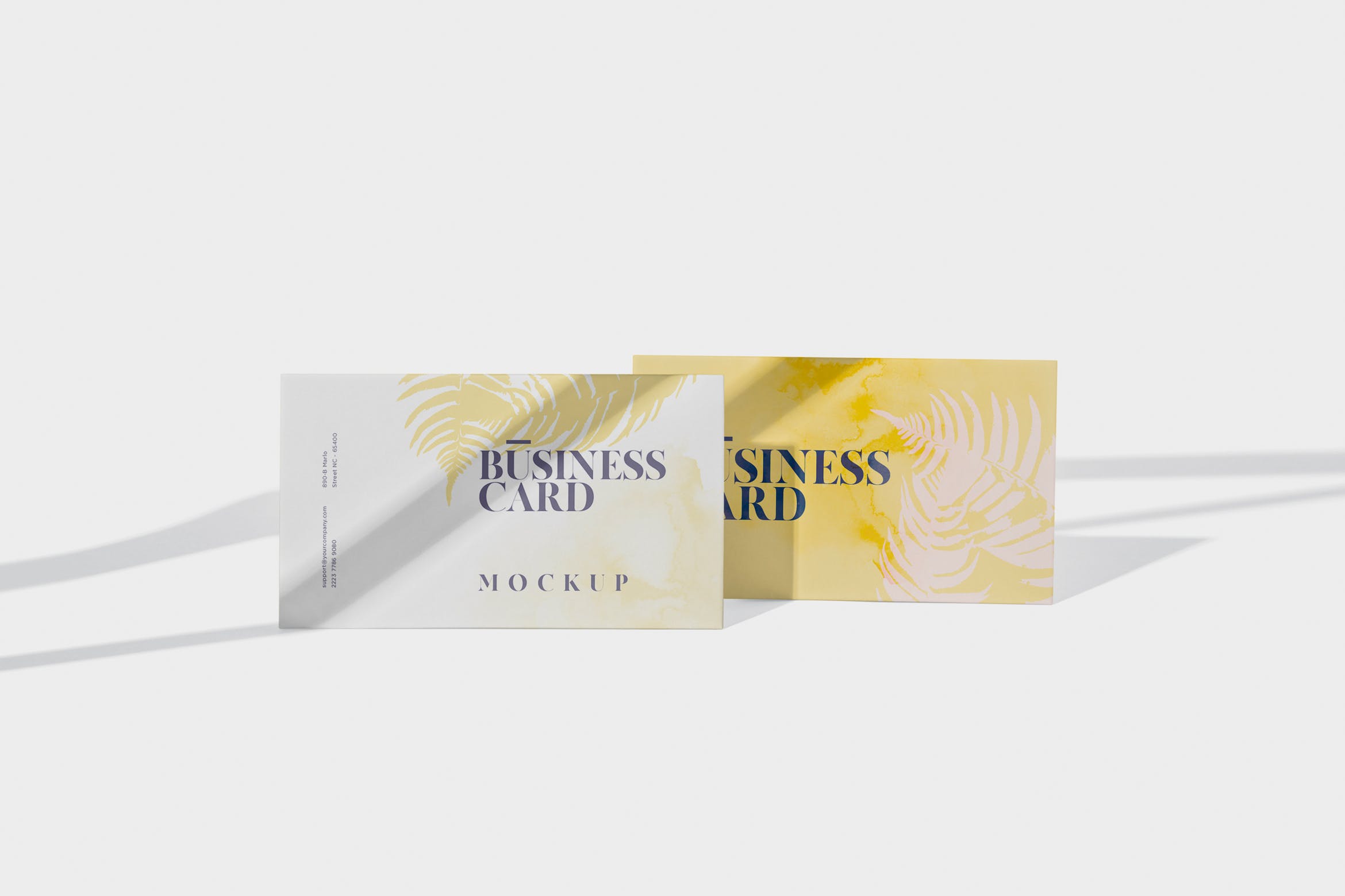 企业名片侧立面效果图样机模板 Business Card Stack Mockup in 90×50 Format插图