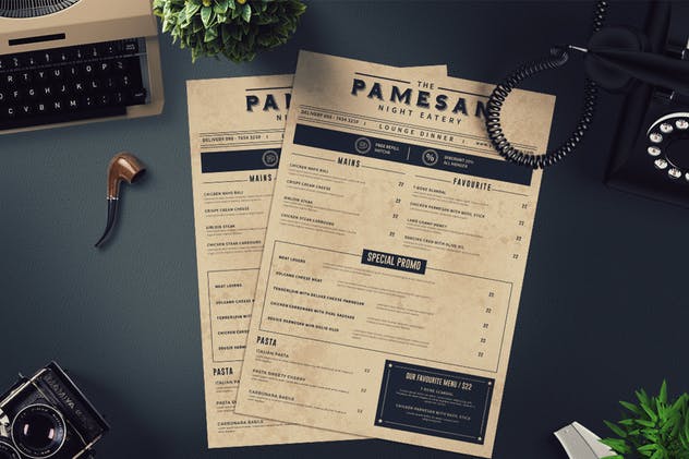 复古风格餐馆菜单模板 Vintage Food Menu插图(1)