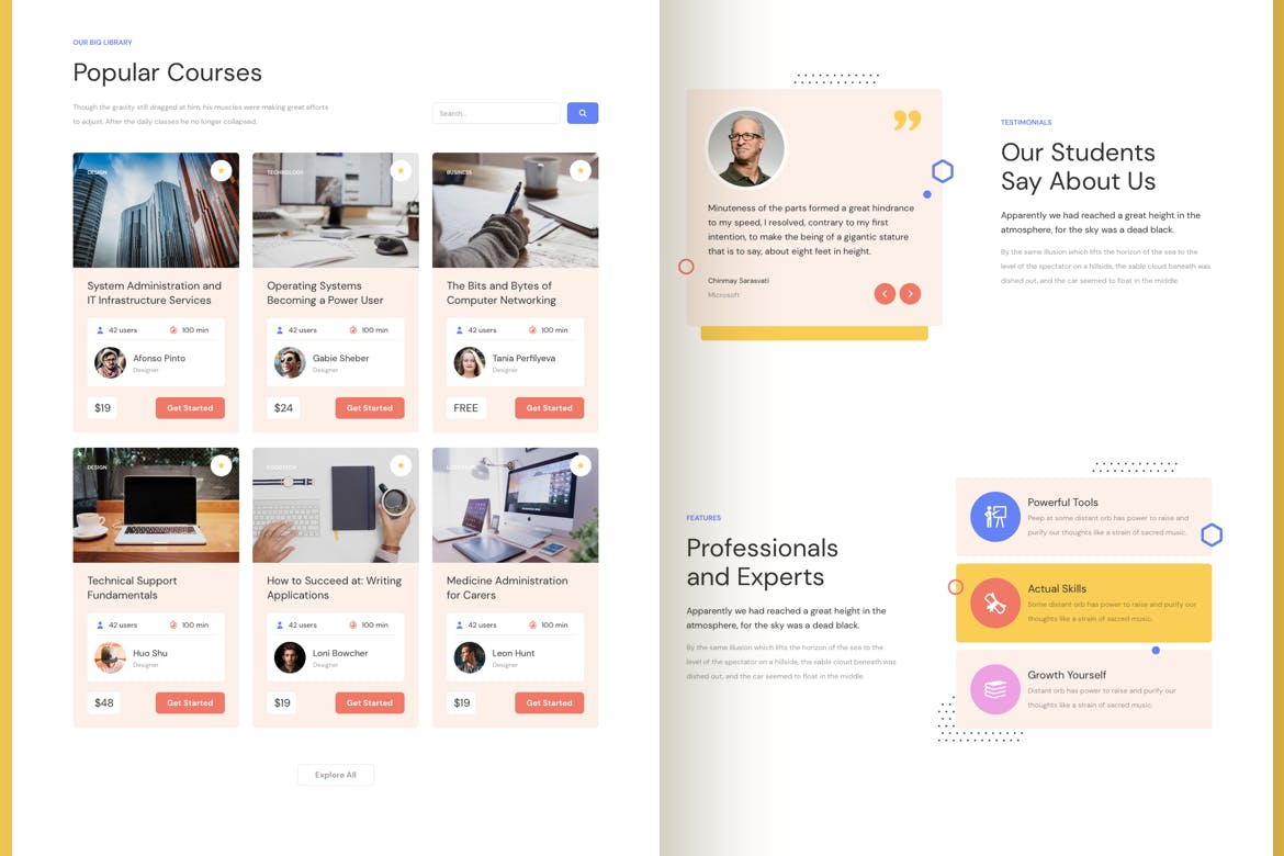 响应式设计风格教育服务企业网站UI交互设计素材库精选模板[Adobe XD, Figma, Sketch] Education Responsive Template插图(3)