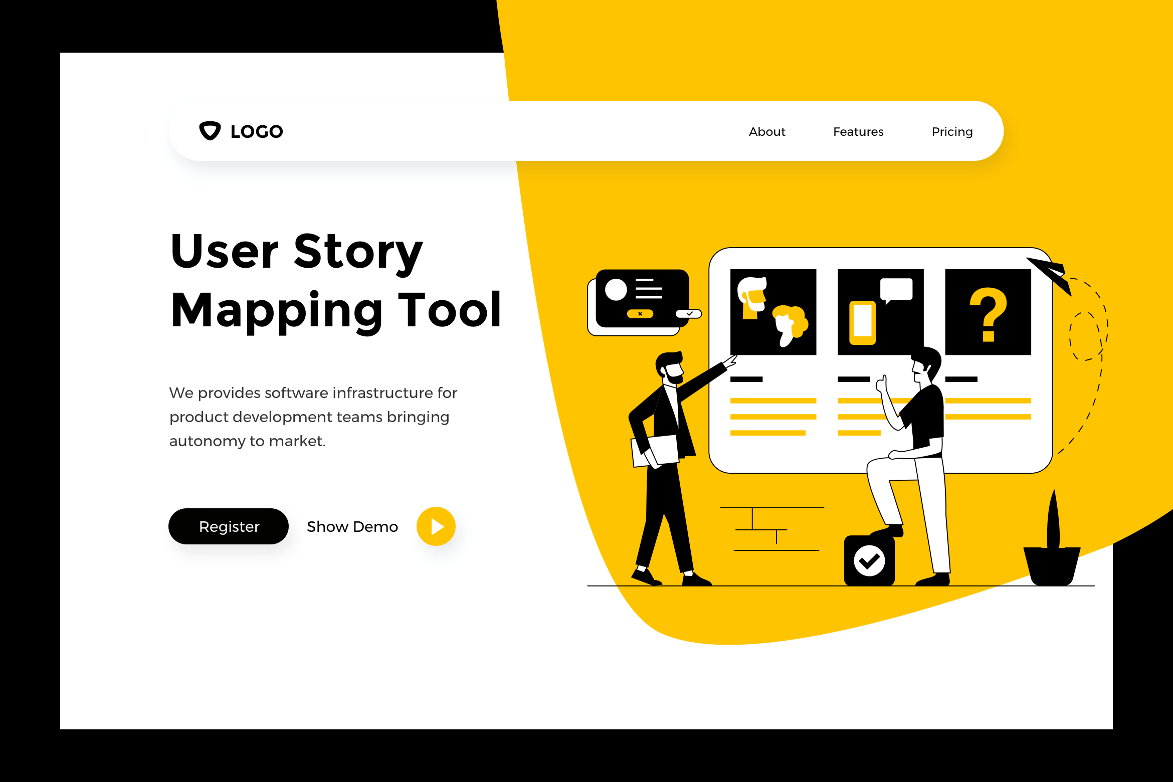 用户故事地图概念插画网站Banner图设计&着陆页模板 User Story – Web Mobile Landing Page Banner插图