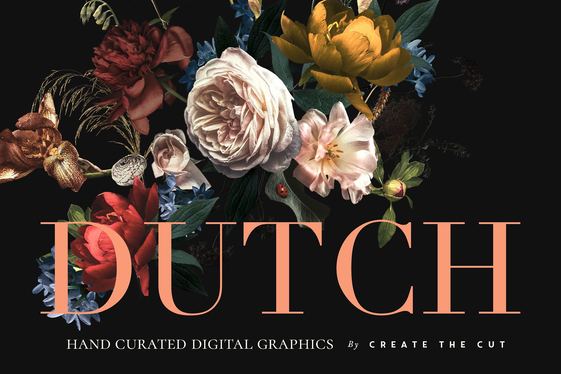 传统色彩荷兰花卉剪贴画 Vintage Floral Clip Art – Dutch插图(11)