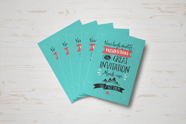 创意节日派对邀请函/贺卡样机 Invitation / Greeting Card Mock-Up插图(3)