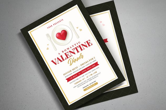 情人节主题套餐菜单设计模板 Valentine Dinner & Menu Template插图(3)