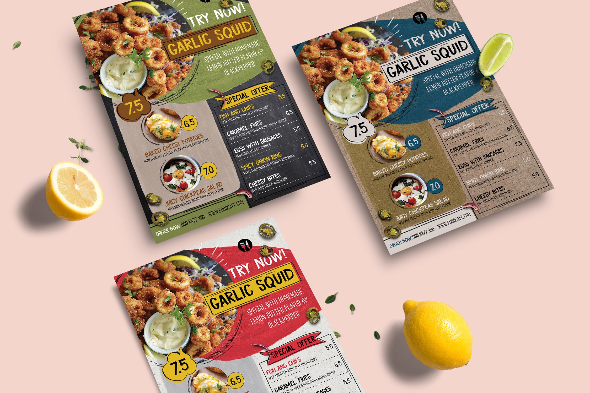 素描线条设计风格餐厅菜单模板 Fun Sketch Food Menu插图(1)