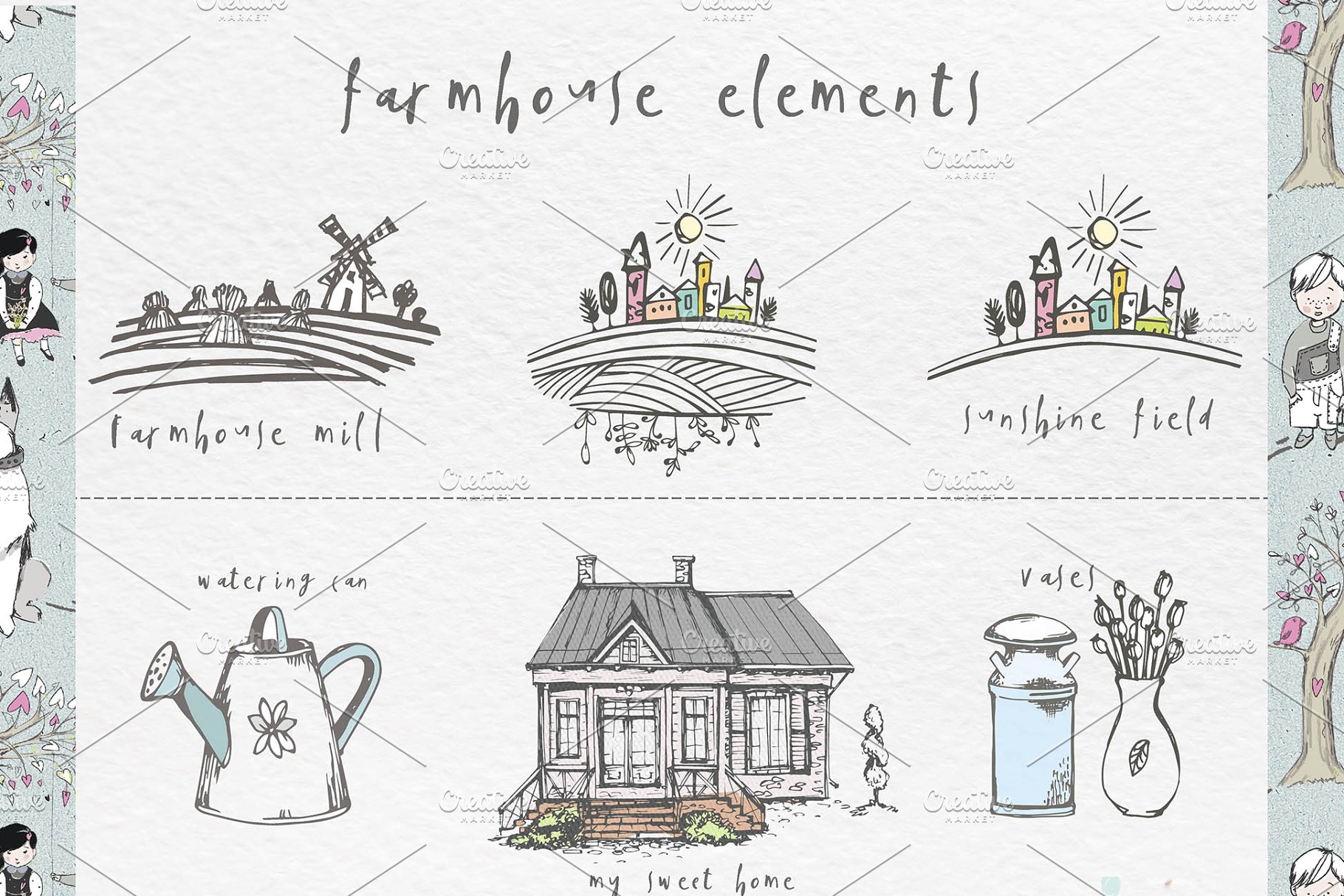 温馨的农场手绘设计元素合集[2.97GB] LOVE IN THE FARMHOUSE插图(8)