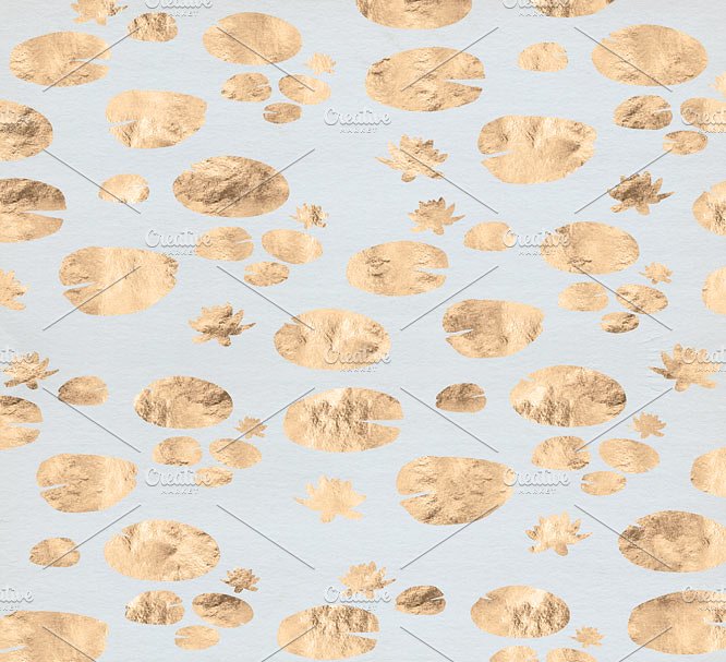 阳光金箔色调蜻蜓图案纹理 Sunny Gold Dragonfly & Lily Patterns插图(2)