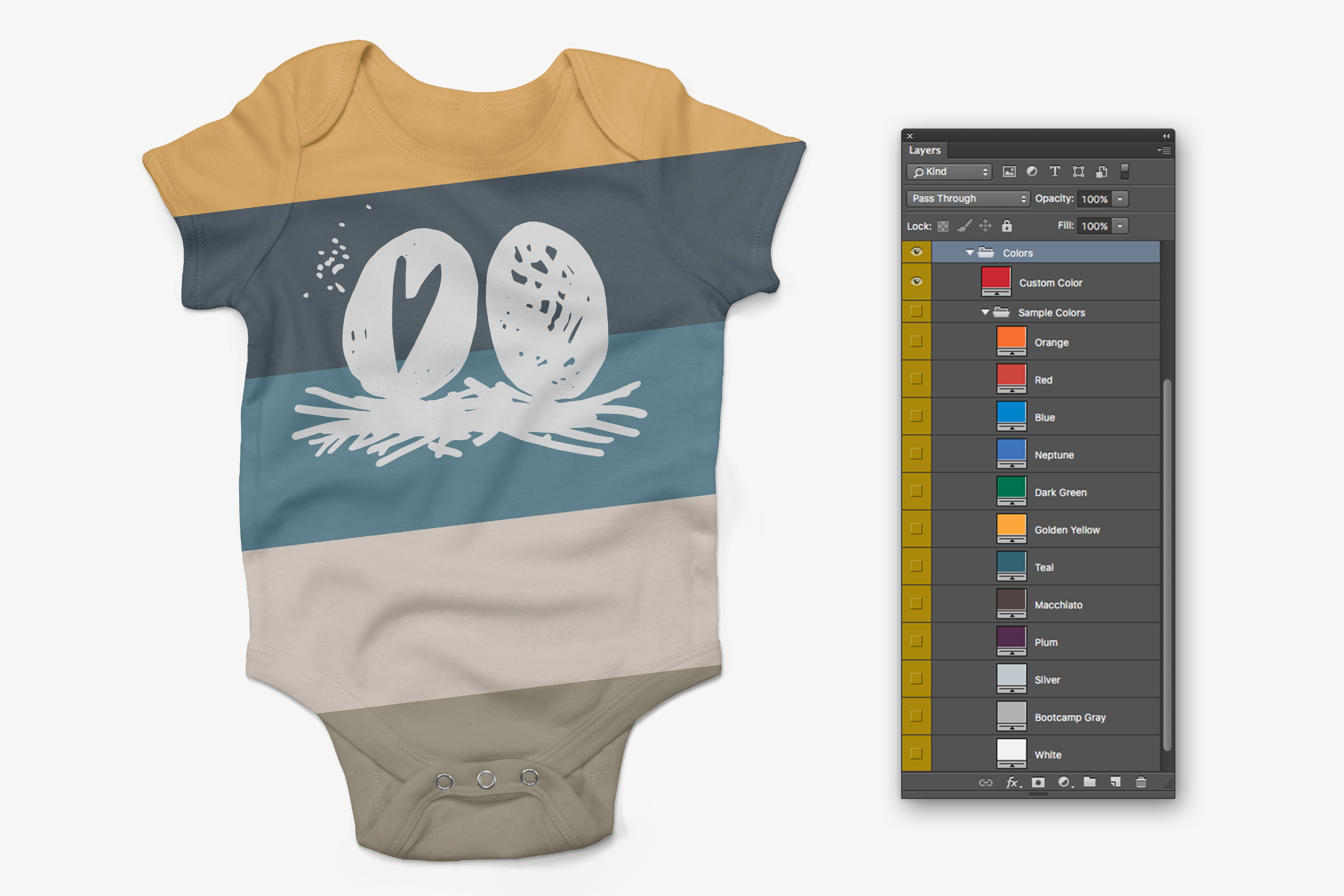 婴儿连体衣印花图案设计效果图样机套装 Baby Rib One Piece Mockup Pack插图(3)