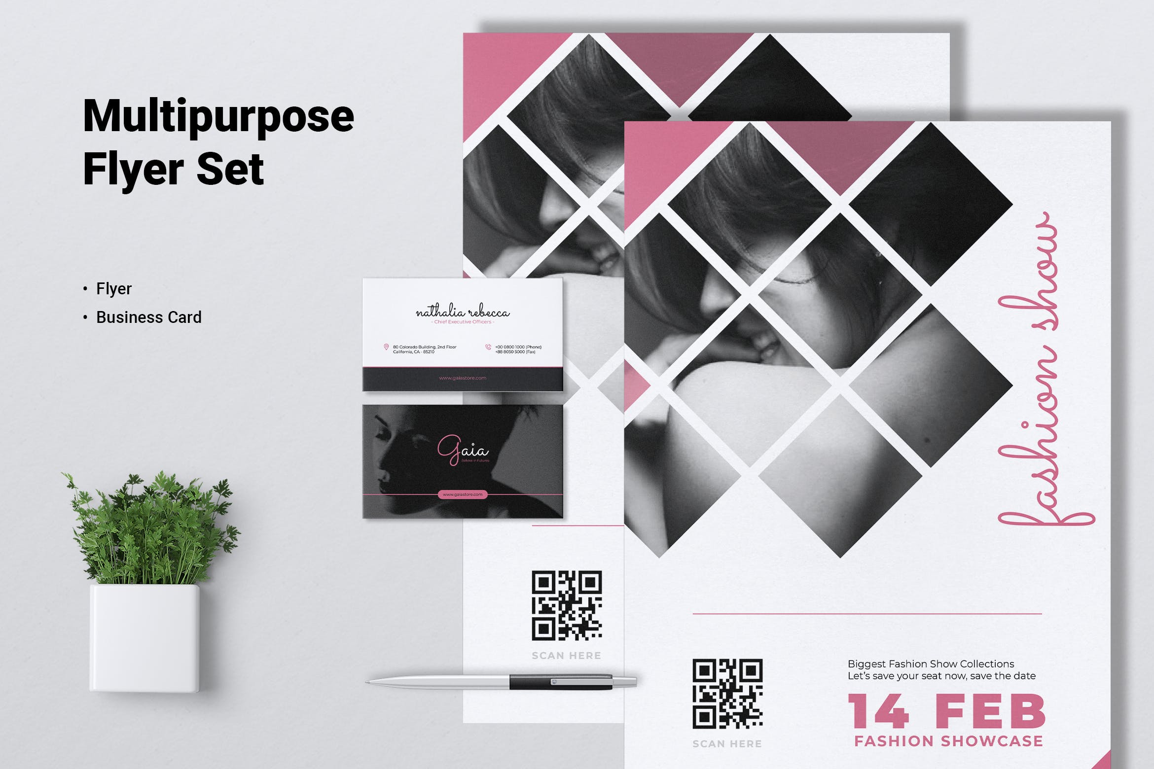 时装秀/活动传单&素材库精选名片模板 GAIA Fashion Show / Event Flyer & Business Card插图
