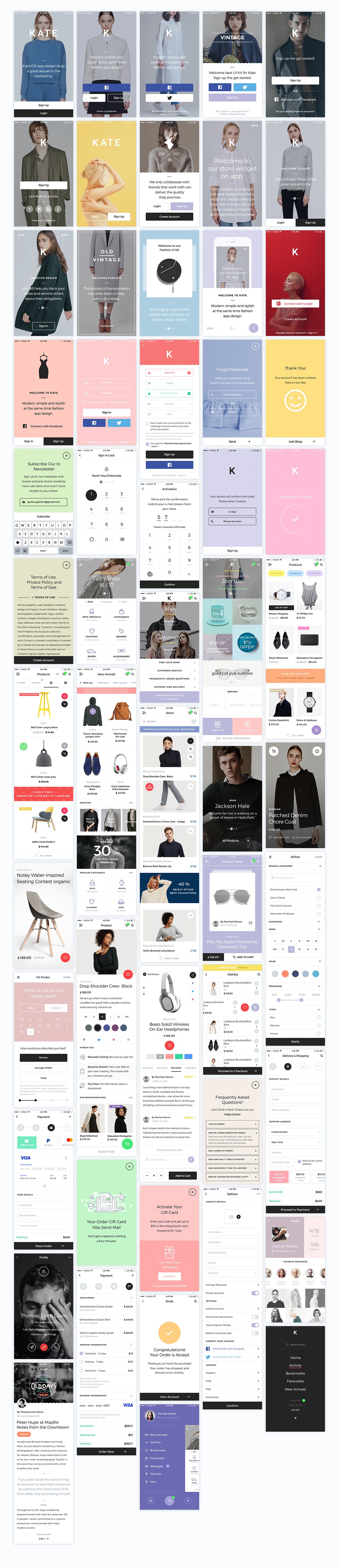 Behance&Dribbble 注册认证设计师出品：KATE Mobile UI / UX Kit 设计套件 [Sketch&PSD]插图(5)