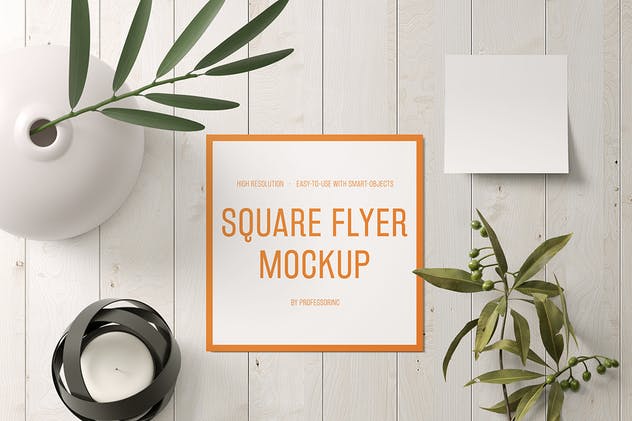 逼真方形传单样机套装v2 Square Flyer Mockup – Set 2插图(5)