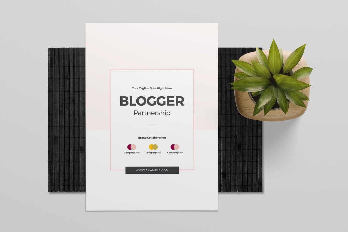 博客网站简介商务合作INDD画册设计模板 Blogger Partnership Template插图