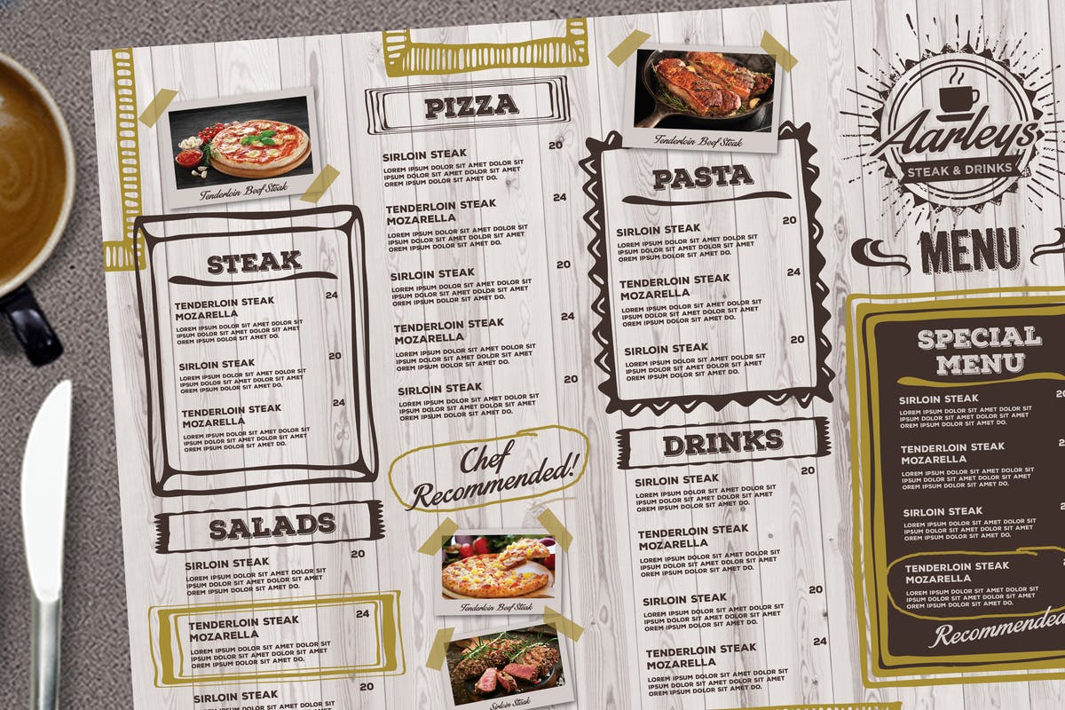 高档咖啡厅菜单设计模板 Cafe Menu Board插图