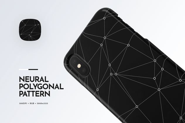 粒子连接几何多边形无缝图案设计素材 Polygon with Connected Particles Seamless Patterns插图(2)