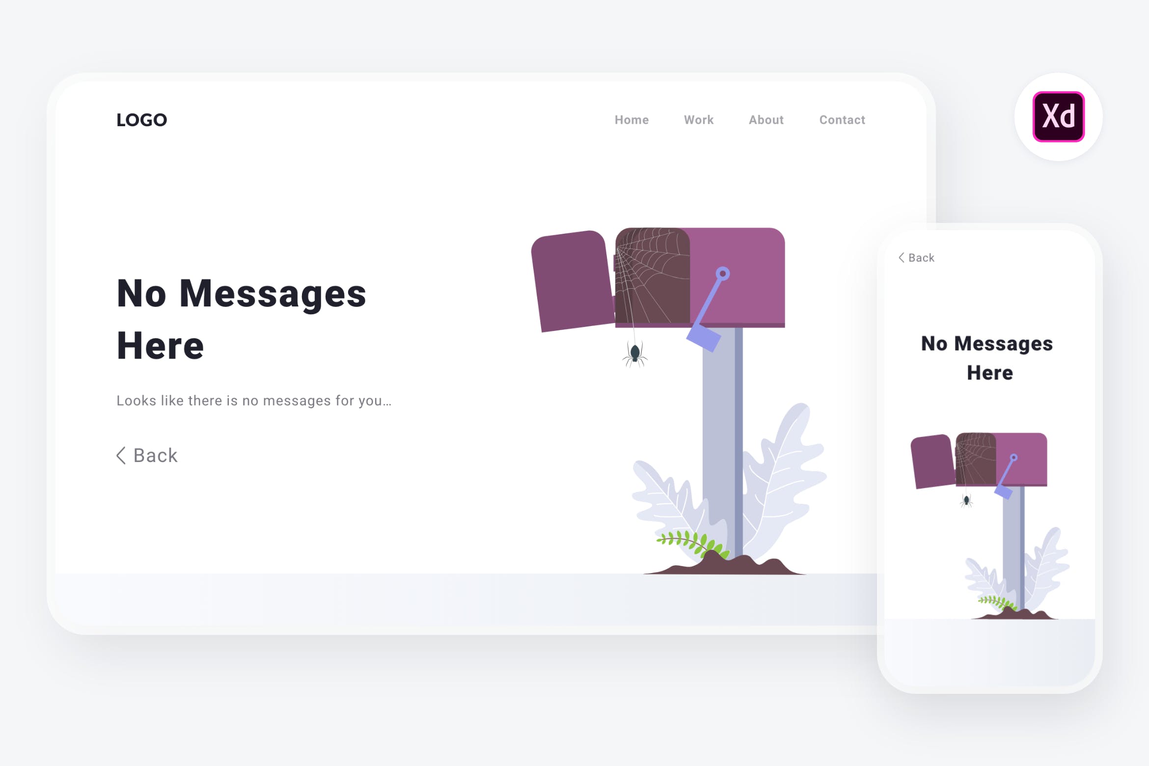 空信箱暂无消息主题Web&APP概念插画设计素材[XD&SVG] Empty state 1 illustration (Adobe XD, SVG)插图