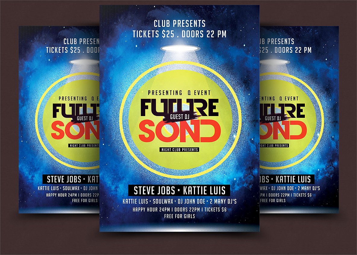 DJ音乐现场派对活动海报PSD模板 Guest DJ Party Flyer插图