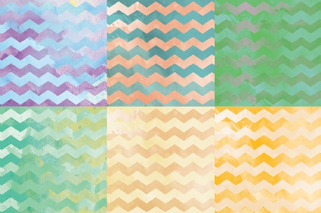 V形波浪线条水彩背景套装 Watercolor Chevron Backgrounds插图(2)