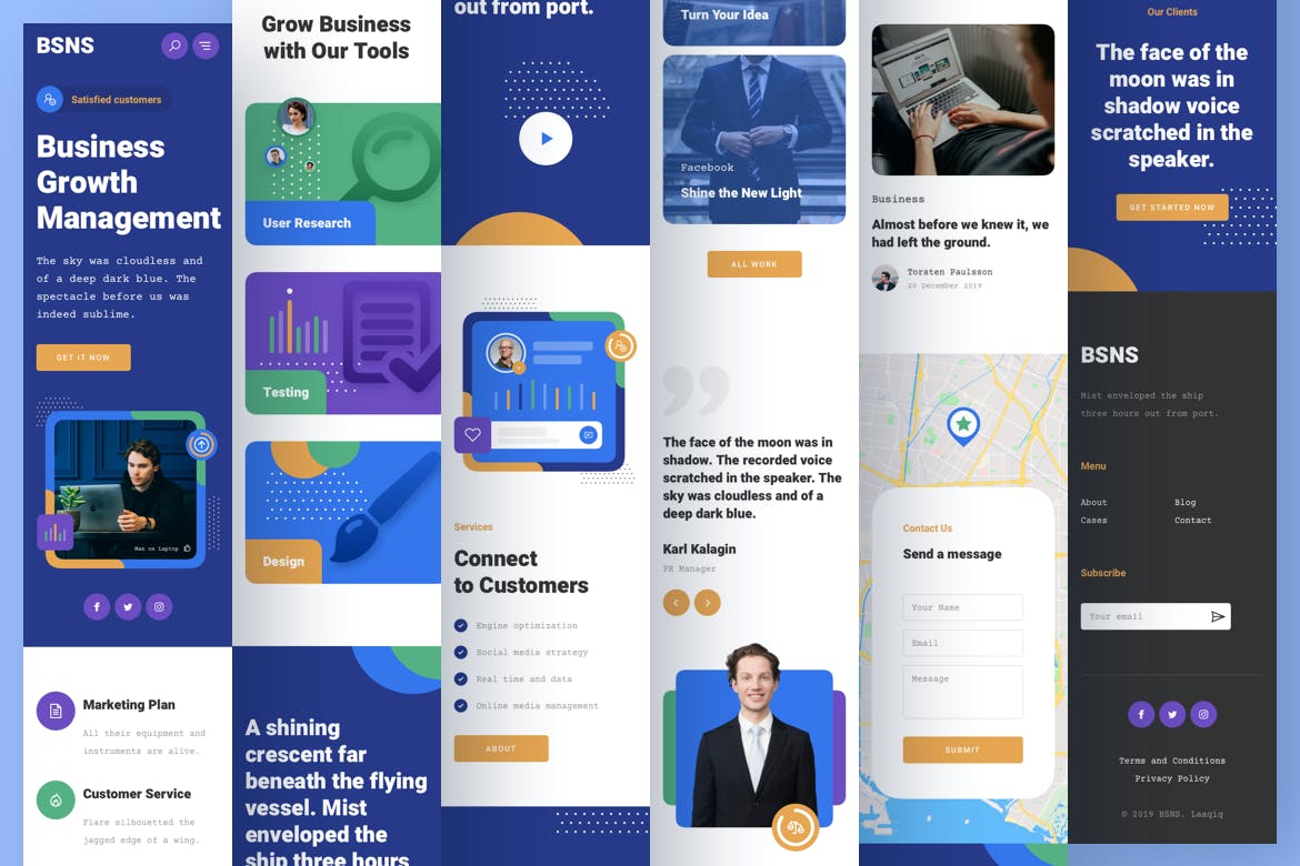 企业品牌官网响应式网页设计素材库精选模板 Corporate Business Responsive Template插图(5)