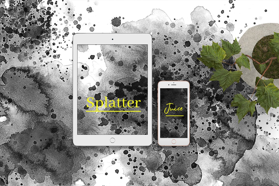 黑色泼墨水彩肌理纹理背景素材v1 Splatter Black Watercolor Vol. 1插图(3)