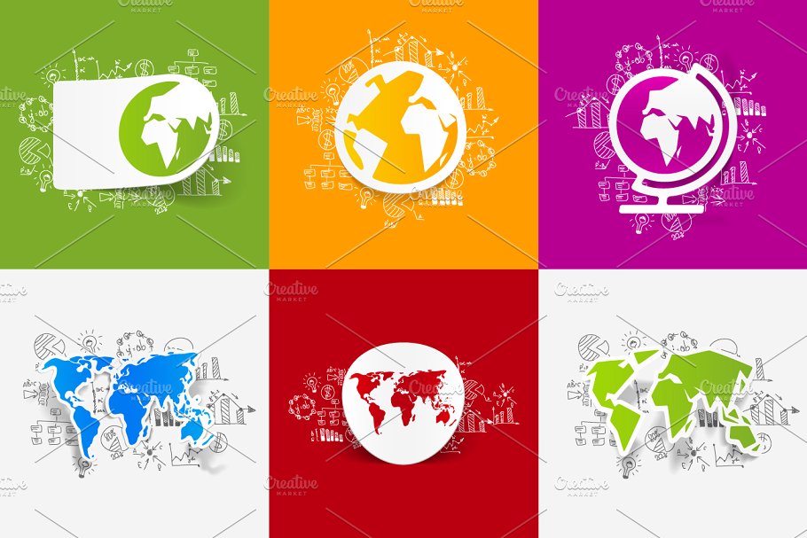 12张手绘商业公式的纸质地图贴纸 12 MAP STICKERS-business formulas插图