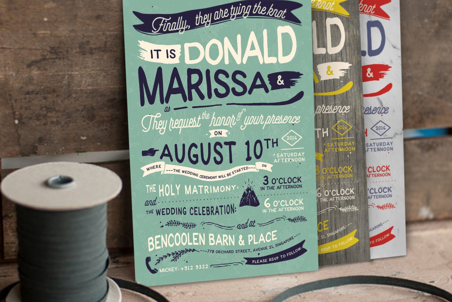 复古手绘婚礼设计物料素材 Vintage Hand Lettering Wedding Suite插图