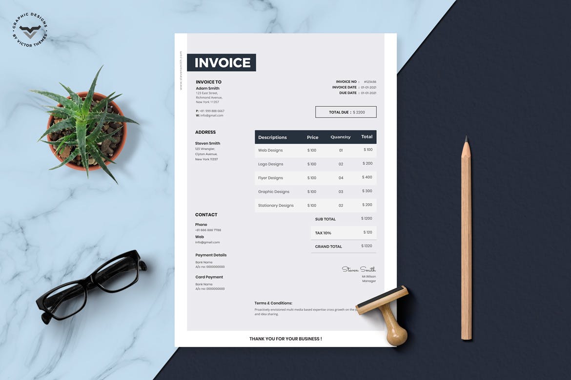 企业合作服务清单票据/发票设计模板 Corporate Invoice Template插图(1)