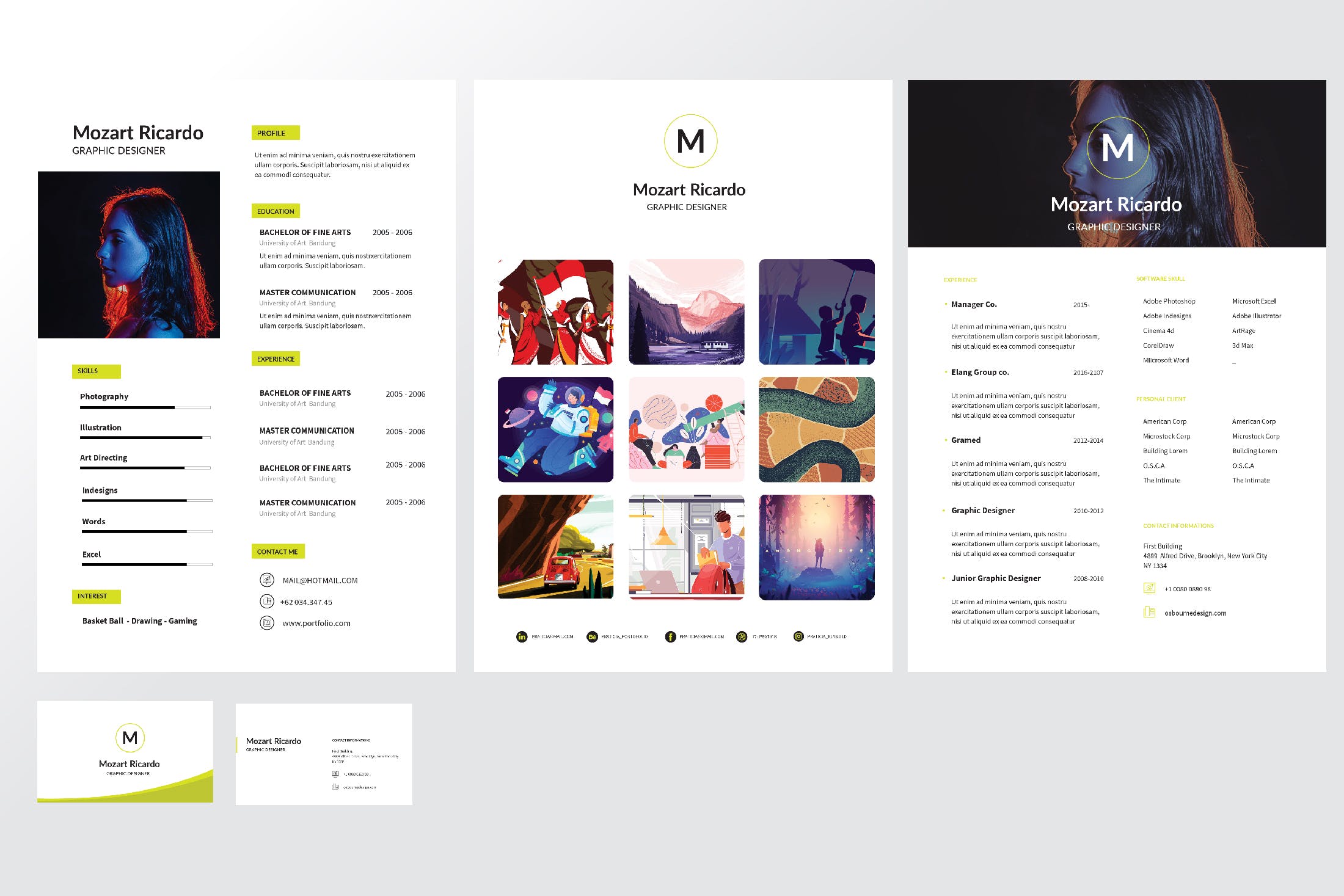 简约风简历&企业名片设计模板合集下载 Simple Resume + Bussiness Card插图(1)