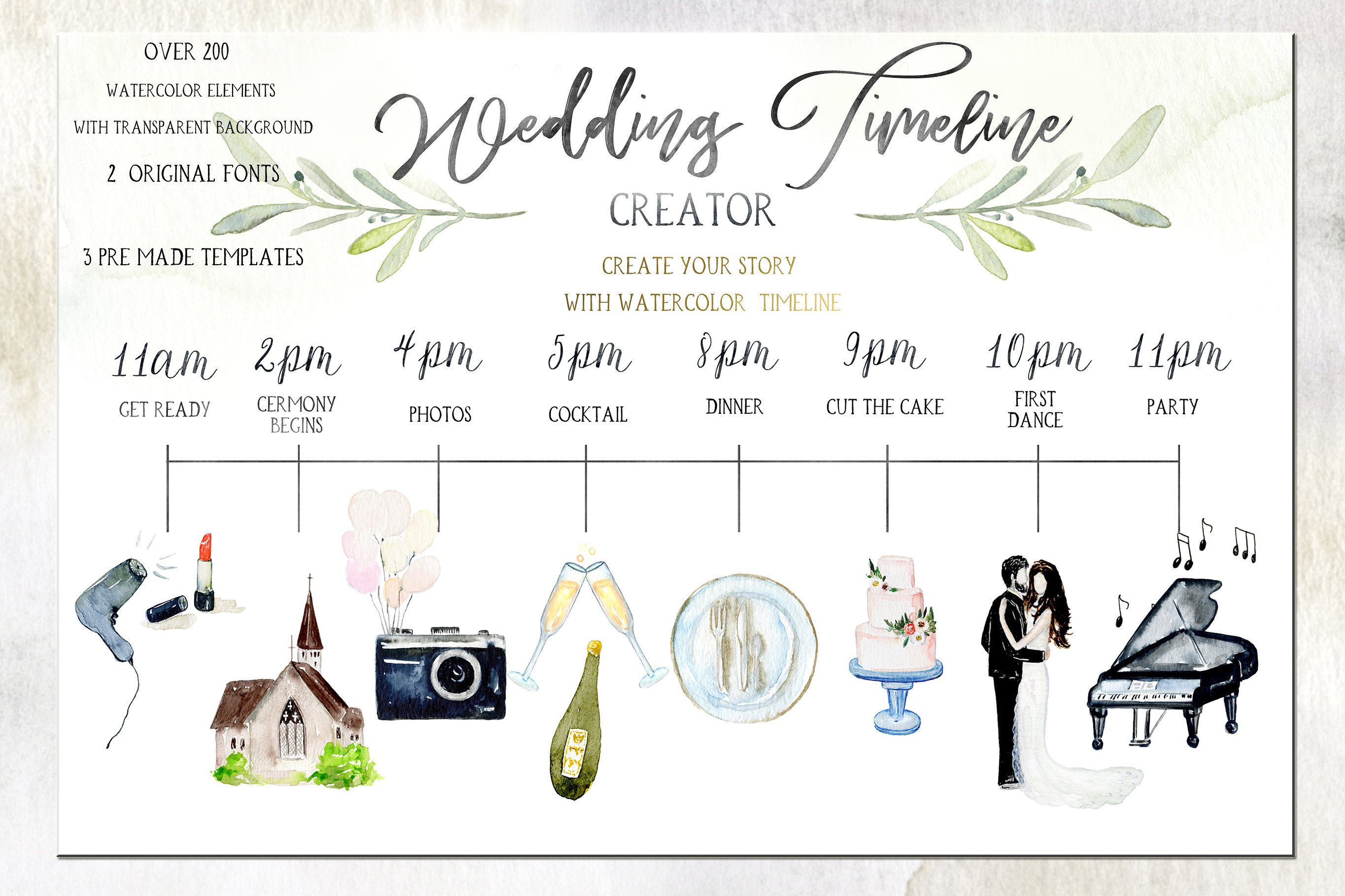 浪漫婚礼时间轴&故事设计素材 Wedding timeline & story creator插图(2)