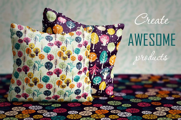 冬天节日气氛元素图案无缝纹理 Winter holidays seamless patterns插图(2)